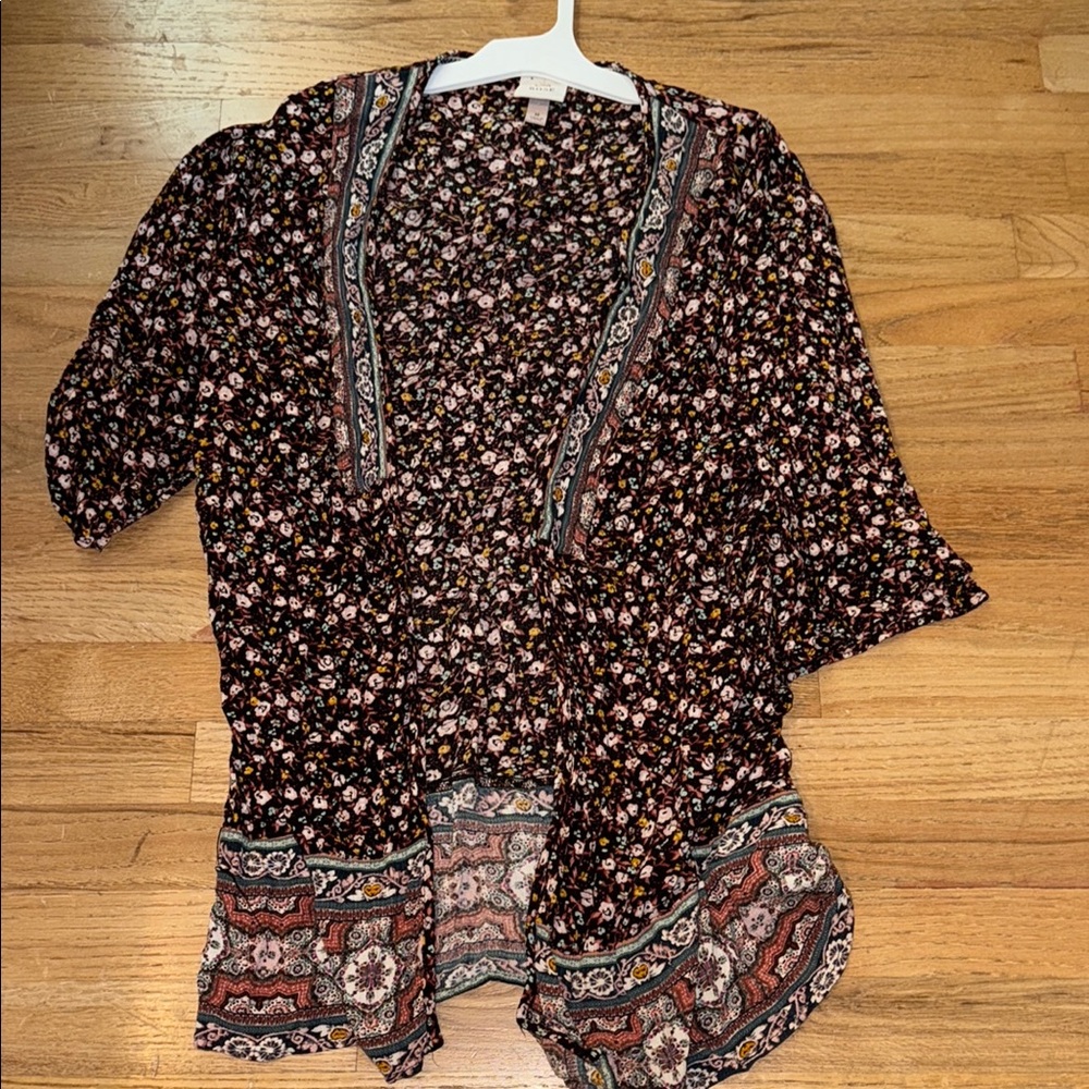 Floral Black and Pink Knox rose kimono